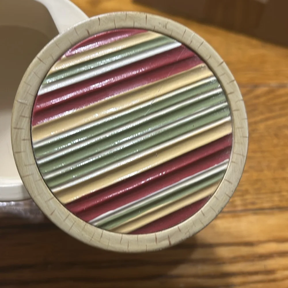 Vintage Trinket box by Gloria Vanderbilt Home. Geranium Stripe pattern.